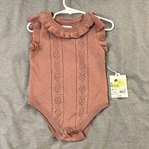 Cloud Island Dusty Pink Knit Baby Sweater